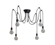 Signstek Deckenleuchte Lamp Industrial Vintage Stil Schmiedeeisen Large Semi Flush verwenden 8 E27 Edison Lampen in Schwarz für Studierzimmer Wohnzimmer Schlafzimmer (elegant 6)