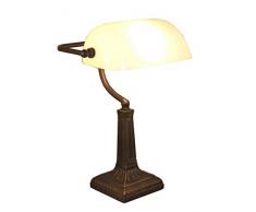 Banker Lampe Bankerleuchte Tischleuchte weiss 39
