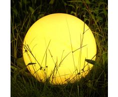 Albrillo RGB Solarlampe Außen - LED Solar Kugel mit Fernbedienung, Durchmesser 30cm mit 8 Farben, 1200mAh USB Aufladbar Kugellampe, Wasserdicht IP68 für Teich und Garten