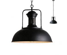 Vintage Anhänger leichten industriellen Metall Scheune Lampe Schatten antike Schale geformten Eisen Schmiedeeisen verstellbare Ketten Decke Licht Kronleuchter (Schwarz, 42CM)