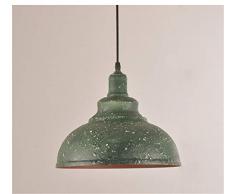 Retro Pendelleuchte Schatten Vintage Industrie Deckenbeleuchtung LED Restaurant Loft Metallschirm Lampenschirm hängende Pendelleuchte Leuchte für Coffee-Shop Kronleuchter,Grün