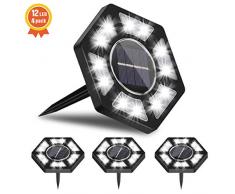 Zenoplige Solarleuchten Garten, 12 LEDs Solarlampen mit IP67 Wasserdicht Bodenleuchte Außenleuchte Gartenleuchten Weißes Licht ist geeignet für Rasen Weg Hof [Energieklasse A+++] (4 Stück)