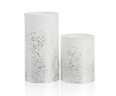 Pauleen Glowing Glitter Candle Wachskerze 2er Set Echtwachs LED Kerzen mit warmweiß flackernder Flamme Weiß Silber Wachs für Geburtstage, Hochzeit, Party, Weihnachten 48008