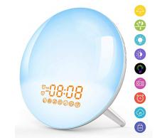 Wake Up Light Lichtwecker LED Nachtlicht Baby mit USB Handy Ausgangsport Schlafhilfe Sonnenaufgang&Sonnenuntergang Simulation/2 Alarme/Snooze/7 Wecktöne/FM Radio/20Helligkeit/16Volumen