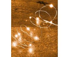 LED Micro Draht-Lichterkette mit Timer-Funktion, Batteriebetrieb (Warmweiß, 10 LEDs)
