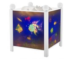 Trousselier - Regenbogenfisch - Nachtlicht - Magische Laterne - Ideales Geburtsgeschenk - Farbe Holz weiß - animierte Bilder - beruhigendes Licht - 12V 10W Glühbirne inklusive - EU Stecker