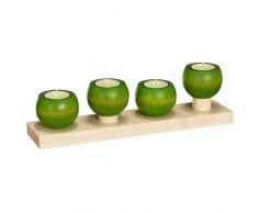 Tischleuchter - LUNA Ahorn – Lindgrün 4 Teelichter inklusive Länge: 32 cm NEU Teelichthalter Kerzenhalter Holzleuchter