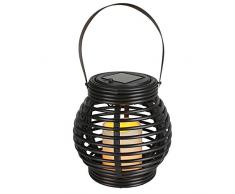 BURI Solar Gartenlaterne Rattanoptik Flackerkerze Gartenleuchte Gartendeko Solarlampe