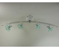 Halogen Deckenbogen Deckenleuchte 4 x 20W mit Acrylglasring 12V Deckenleuchte Spot Decken-Strahler (weiss)