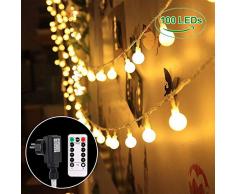 B-right 100 LEDs Globe Lichterkette glühbirne, LED Lichterkette warmweiß, Lichterkette mit Fernbedienung, Innen- und Außen Lichterkette Weihnachtsbeleuchtung für Weihnachten Hochzeit Weihnachtsbaum