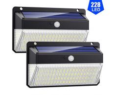 Solarlampen für Außen mit Bewegungsmelder,【Wasserdichte Langlebige】VOOE 228 LED Solarleuchten für Außen Solar Aussenleuchte Led Solar Wasserdichte Wandleuchte 270° Solar Bewegungsmelder Aussen-2 Stück
