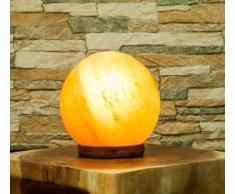 Salzkristalllampe Salz-Kugel Lampe mit Holzsockel
