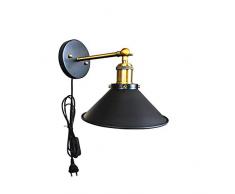 QIAO Industrielle Wandleuchte, Café/Bar/Flur/kleine Schwarze Schirmwandleuchte, Spannung 220V,C