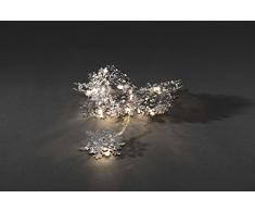 Konstsmide 3146-303 LED Dekolichterkette silberfarbene Metallschneeflocken / für Innen (IP20) / VDE geprüft / Batteriebetrieben: 3xAA 1.5V (exkl.) / 10 warm weiße Dioden / transparentes Kabel