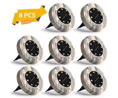 Solarleuchte Garten für Außen, Jorft 8 Stück 8 LED IP66 Wasserdicht Grundlicht Landschafts Beleuchtung für Rasenweg Terrassendielen Außenbereich Warmweiß