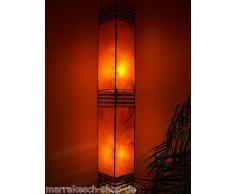 Orientalische Stehlampe Koutoubia orange 120cm Lederlampe Hennalampe Lampe | Marokkanische Design Stehlampen aus Metall, Lampenschirm aus Leder | Orientalische Dekoration aus Marokko, Farbe Orange