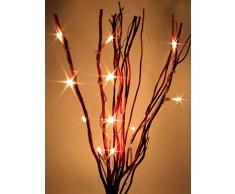 hibuy Lichterzweig/Weidenzweig - mit LED Beleuchtung - 40 cm - 12 LEDs - Batterie betrieben - Farbe: rot
