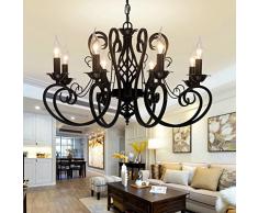 AMOS Kerze Kronleuchter Schmiedeeisen schwarz europäischen Stil Wohnzimmer minimalistischen 6/8 bar Tisch Studie Lampe Beleuchtung (größe : 68 * 39cm)