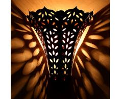 Orientalische Wandlampe Marokkanische Wandleuchte EWL16 | H 32 x B 30 cm edel rost-braun handgefertigte Eisen Wandstrahler | Prachtvolle Eisenlampe für tolle Lichteffekte wie aus 1001 Nacht | L1627