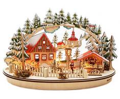Wichtelstube-Kollektion LED Schwibbogen Oval Weihnachtsmarkt im Erzgebirge Schwippbogen Leuchter