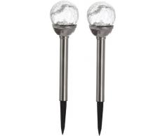 Best Season 477-37 LED-Solar-Stäbe mit Kugel 2-er Set 39 x 8 cm, silber