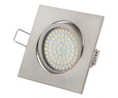 Ultra Flach LED Einbaustrahler Tolles Design Warmweiß 3.5W 230V Edelstahl Optik Eckig Schwenkbar Einbauspots, 5 Stück Einbauleuchten