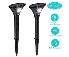 LUNSY Solar Garden Ground Lights, 2 Beleuchtungsmodi, Solar Lampe mit PIR-Sensor, IP65 wasserdichter LED Solar Sensor Wegleuchten Set