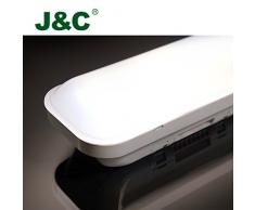 J&C® 60cm(2ft) IP65 Wasserdicht Feuchtraumleuchte Wannenleuchte, Sehr Hell 12W 2835 SMD 1000LM 4500K Naturweiß Leuchtstofflamp