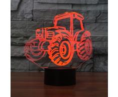 3D Optical Illusion Lampe LED Nachtlichter,KINGCOO Verstellbar 7 Farben LED Schreibtischlampen Acryl Licht Berührungsschalter Stereo Visual Atmosphäre Tischlampe,Geschenk für Weihnachten (Traktor)