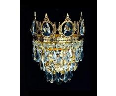Königliche Kristall Kronleuchter Wandlampen mit kleinen Krönchen aus verschieden Epochen wie Barock, Empire, Art Deco & Jugendstil. Echtes Kristall. Abbildung in Goldfarben.
