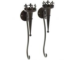 SIDCO Wand Kerzenhalter 2 x Fackel Metall Wandleuchter Wandfackel Kerzenleuchter