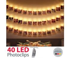 B.K.Licht LED Fotolichterkette Photoclips Clip Bilder Lichterkette 40 LEDs