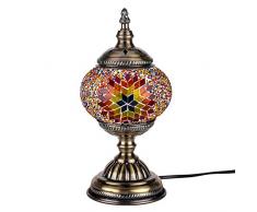 Orientalische Marokkanische Lampe Mosaik Glaslampe Vintage für Schlafzimmer Nachttischlampe Bronze Basis (Braun)