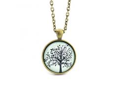 schmuck-stadt Lebensbaum Cabochon Damen Kette Bronze-Farben 60cm Baumkette