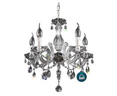 KRISTALL KRONLEUCHTER 5 Arm Ø45cm von PGA Lights® gefertig aus SPECTRA CRYSTAL von SWAROVSKI SILBER