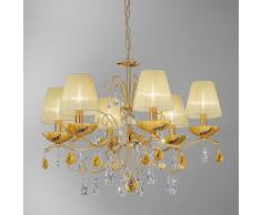 Kolarz Exklusive Pendelleuchte Tiefe 1,1m max Klassisch Jugendstil Gold Faltenschirm Trichter-Schirm Stofflampe Jugendstilleuchte Innenlampe Hängeleuchte Hängelampe Pendellampe