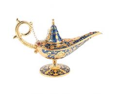 F Fityle 1x Aladins Wunderlampen Stil Aufbewahrungsbox Schmuckkasten Öllampe Hausdeko Halsketten Armband Aufbewahrung Box (Blau)