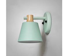 A-YMA Nordic Bowl Macaron Schmiedeeisen Holz Wandleuchte, Metall Stoff Einfache Wandlampe, Kreative Kunst Dekorative Kunst Beleuchtung for Wohnzimmer Schlafzimmer Korridor (Color : Mint Green)