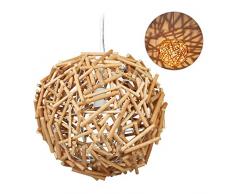 Relaxdays Hängelampe Holz, Handarbeit, Holzlampe, Esszimmer, Wohnzimmer, E27 Treibholz Lampe, HxD: 143 x 42 cm, natur