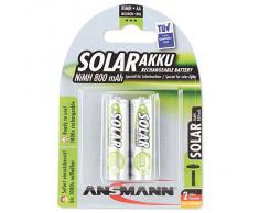 ANSMANN Akku AA Mignon 800 mAh 1,2V NiMH für Solarlampe 2 Stück - Wiederaufladbare Batterien mit geringer Selbstentladung maxE - Solar Akkus ideal für Solarleuchte im Garten - Rechargeable Battery