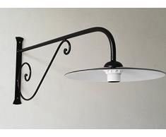 Wandleuchte aus Schmiedeeisen mit emaillierter Platte handgeschmiedet 53 cm