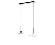 Heitronic LED Pendelleuchte Flat, 2 flammig, Metall verchromt mit Klarglasscheiben, 2 x 4 W, 3000 K, mit je 325 Lm, Höhe einst warmweiß HEI-27463