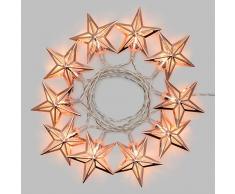 LuminalPark Dekolichterkette 1,35 m, 10 LED-Kupfersterne warmweiß, transparentes Kabel, batteriebetrieben