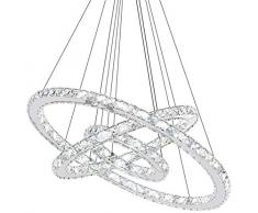 72W LED Kronleuchter Deckenleuchte Design Kristallhängelampe mit 3-Ringe-hängende Lampen Φ: 30cm + 50cm + 70cm Lustres Licht for Esszimmer Wohnzimmer Schlafzimmer Study Room (Size : 20x40x60CM)