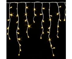Pridea 600LED Lichterkette Eisregen Icicle Kalt-/Warmweiß 15 Meter Weihnachtsbeleuchtung, Lichtfarbe:warmweiss