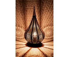 Orientalische kleine Tischlampe Lampe Kais 38cm Schwarz E14 | Marokkanische Tischlampen klein aus Metall, Lampenschirm Schwarz | Nachttischlampe modern, für Vintage, Retro & Landhaus Stil Design