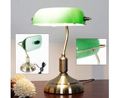 MOMOJA Antik Büro Schreib Tisch Leuchte Lese Lampe Nostalgie Retro Bankerlampe Grün