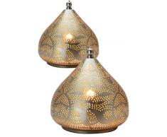 2er Set Orientalische Marokkanische Tischlampe Lampe Leuchte Tischleuchte Nachttischlampe Laterne Maysa Silber