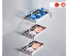 LAMEDER Duschstange EckstäNder, 304 Edelstahl BadezimmerträGer Stativ Frei Stanzen Liefert Utensilien Aufbewahrungsecke Bad Stativ-Dreistufige quadratische Korbleuchte
