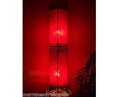 Orientalische Stehlampe Koutoubia Rot 120cm Lederlampe Hennalampe Lampe | Marokkanische Design Stehlampen aus Metall, Lampenschirm aus Leder | Orientalische Dekoration aus Marokko, Farbe Rot
